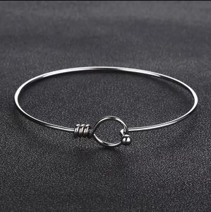 STAINLESS STEEL Round Bangle Bracelet Charms Beads Minimalist